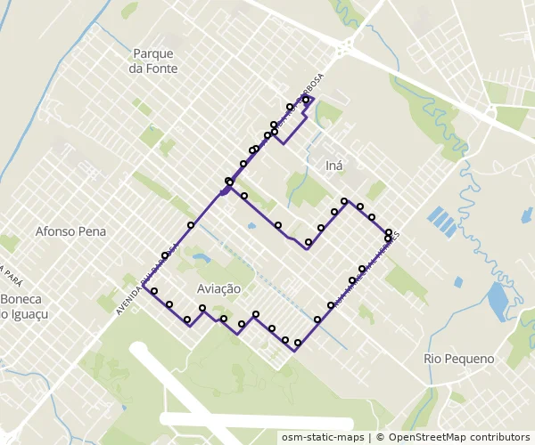 Mapa do itinerário da linha