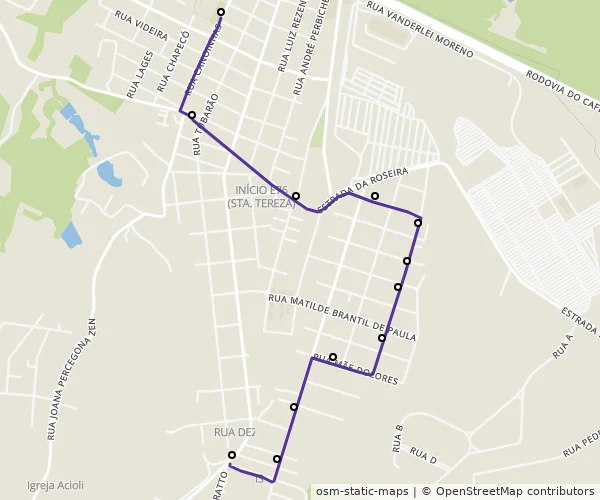 Mapa do itinerário da linha