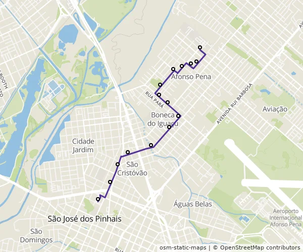Mapa do itinerário da linha