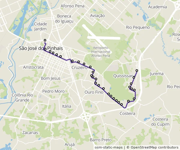 Mapa do itinerário da linha