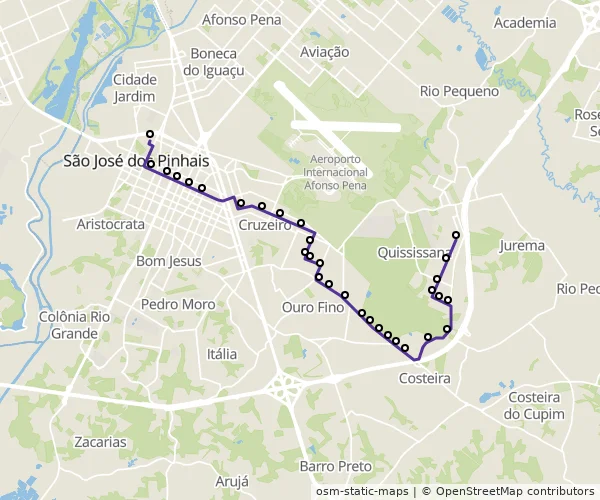 Mapa do itinerário da linha