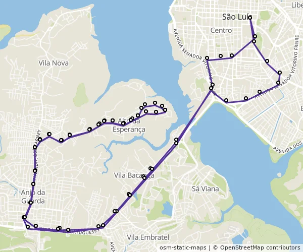 Mapa do itinerário da linha