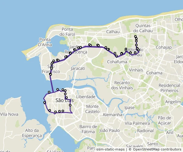 Mapa do itinerário da linha