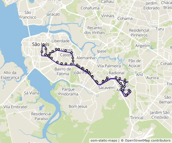 Mapa do itinerário da linha