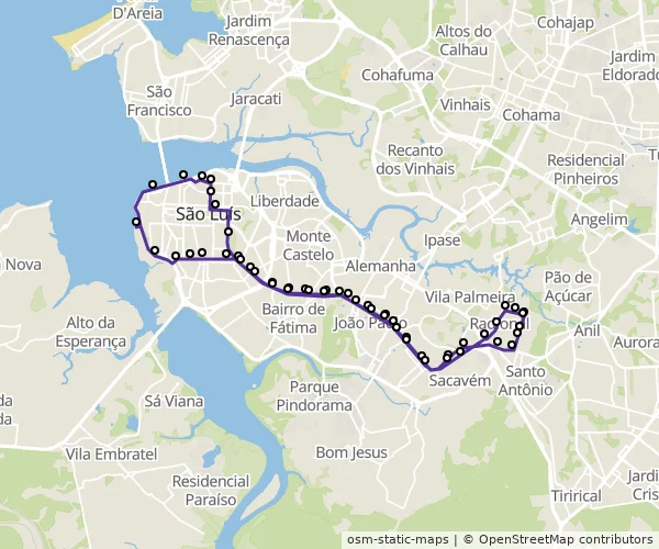 Mapa do itinerário da linha