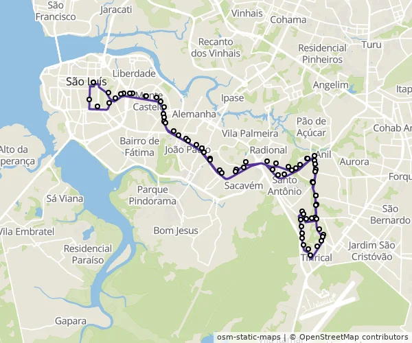 Mapa do itinerário da linha