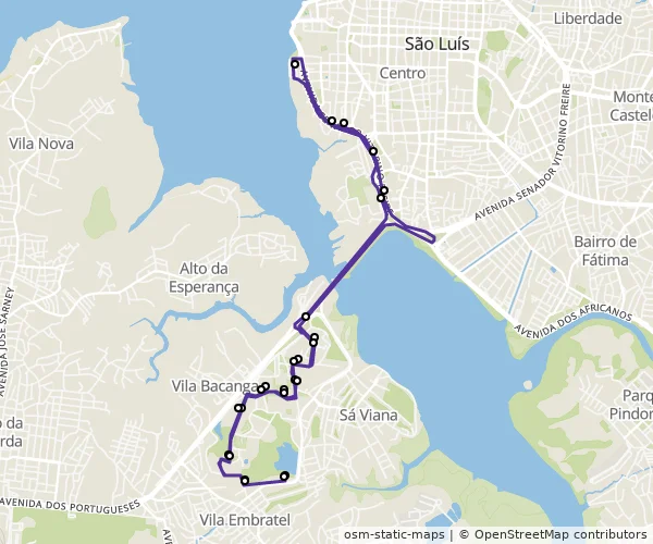 Mapa do itinerário da linha
