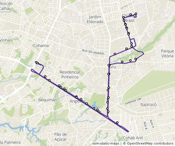 Mapa do itinerário da linha