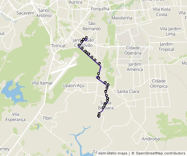 Mapa do itinerário da linha