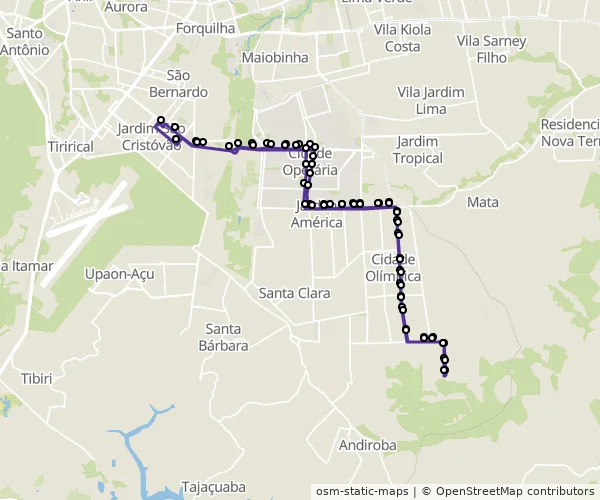 Mapa do itinerário da linha