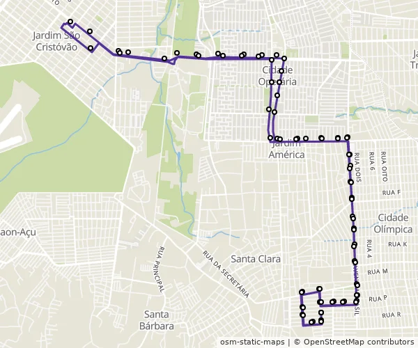 Mapa do itinerário da linha