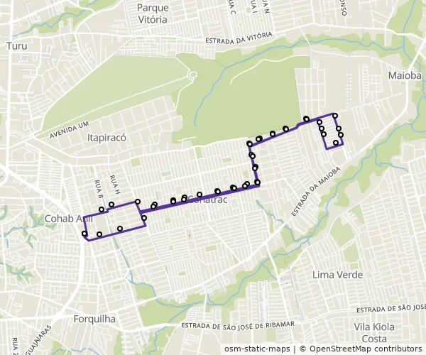 Mapa do itinerário da linha