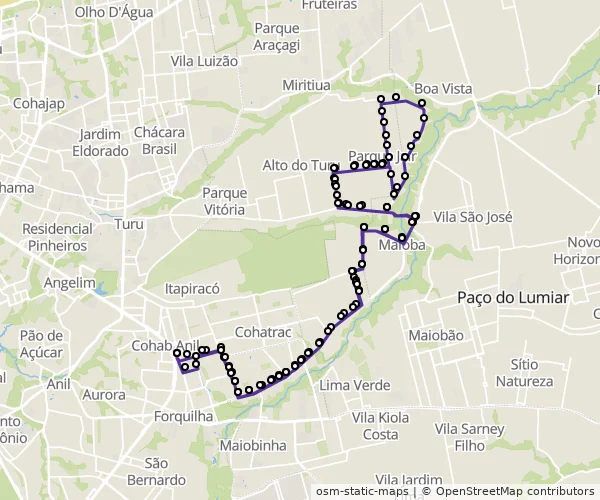 Mapa do itinerário da linha