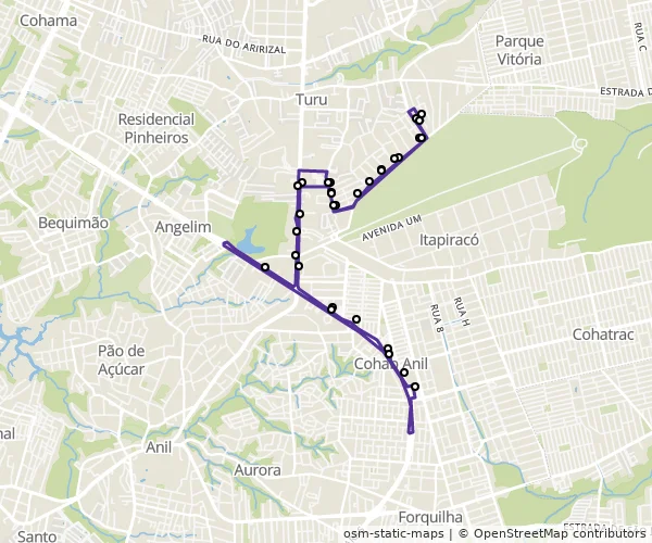 Mapa do itinerário da linha