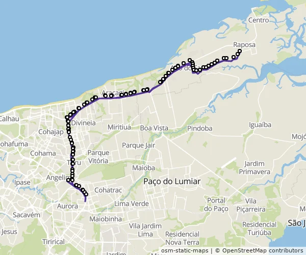 Mapa do itinerário da linha