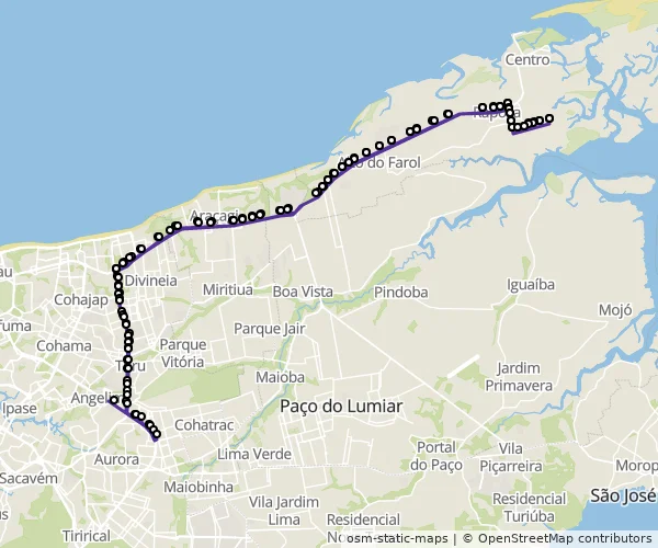 Mapa do itinerário da linha