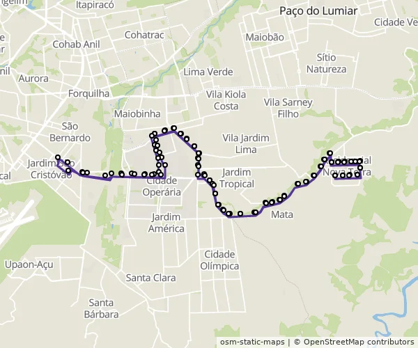 Mapa do itinerário da linha