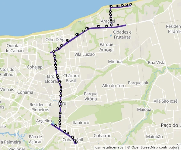 Mapa do itinerário da linha