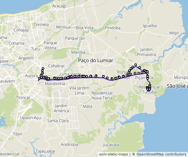Mapa do itinerário da linha