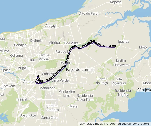 Mapa do itinerário da linha