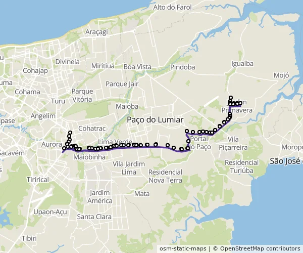 Mapa do itinerário da linha