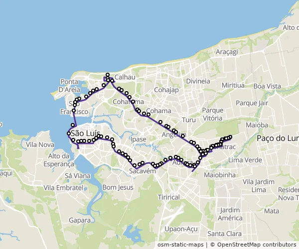 Mapa do itinerário da linha