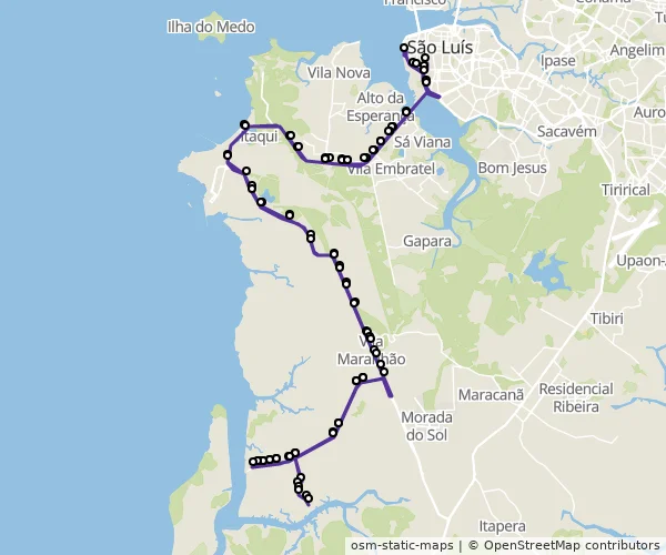 Mapa do itinerário da linha