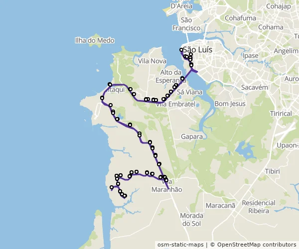 Mapa do itinerário da linha