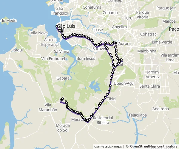 Mapa do itinerário da linha