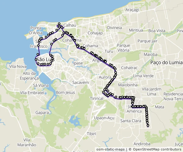 Mapa do itinerário da linha