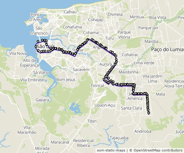 Mapa do itinerário da linha
