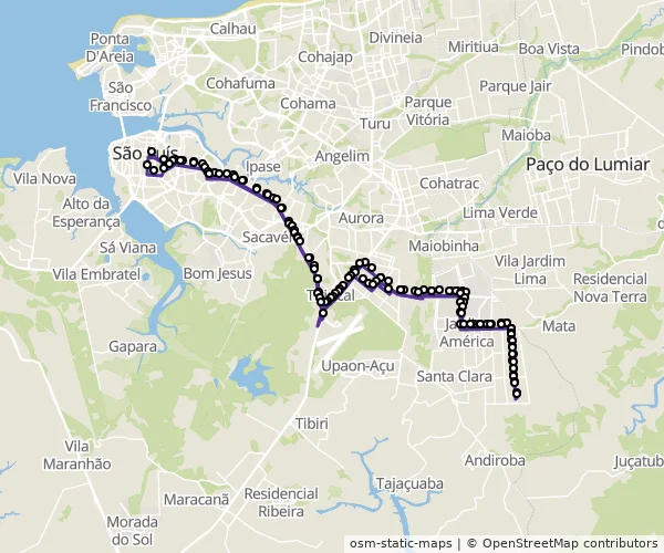 Mapa do itinerário da linha