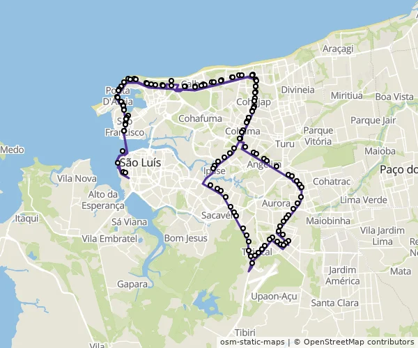 Mapa do itinerário da linha