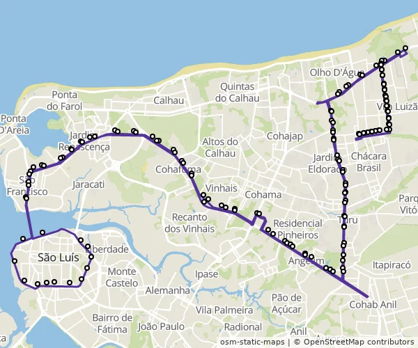 Mapa do itinerário da linha