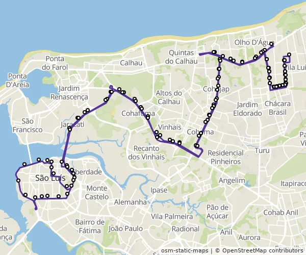 Mapa do itinerário da linha