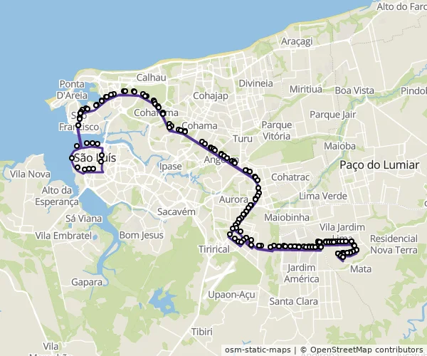 Mapa do itinerário da linha