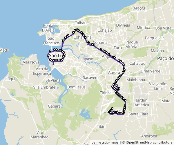 Mapa do itinerário da linha
