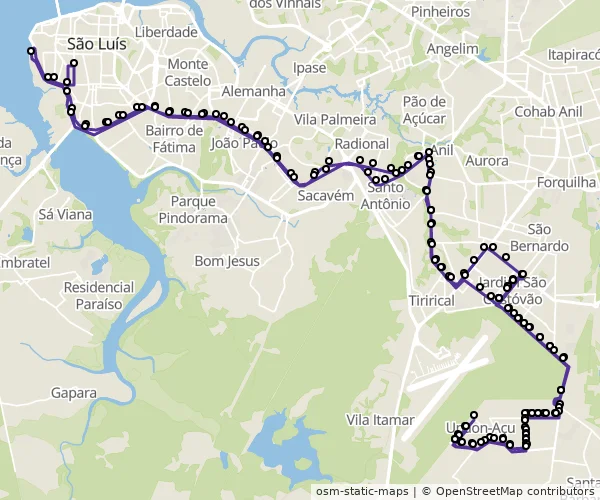 Mapa do itinerário da linha