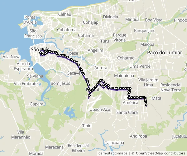 Mapa do itinerário da linha