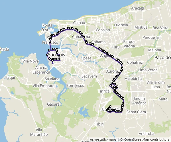 Mapa do itinerário da linha