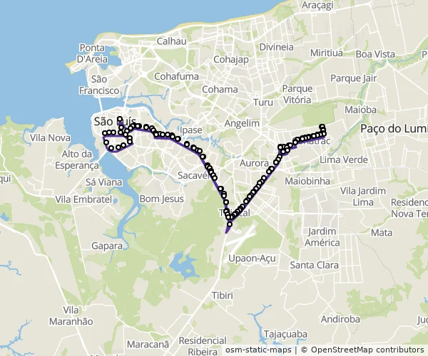 Mapa do itinerário da linha