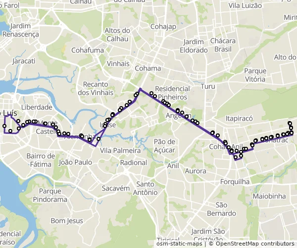 Mapa do itinerário da linha