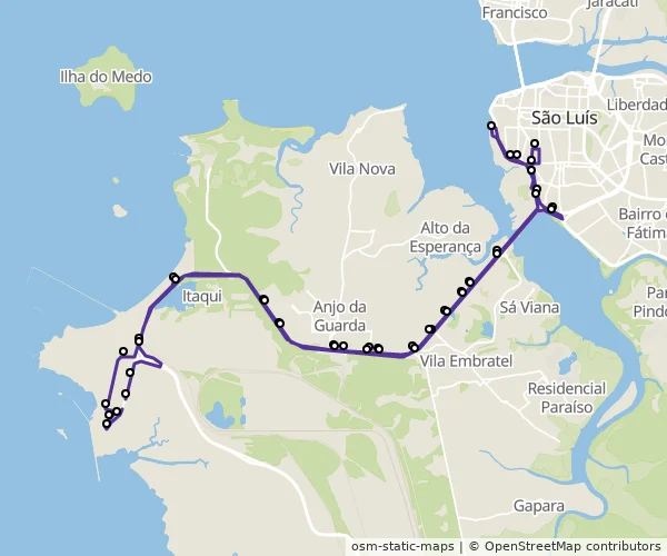Mapa do itinerário da linha