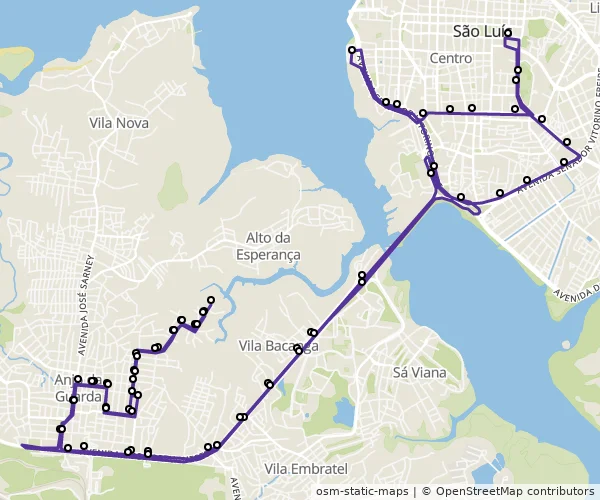 Mapa do itinerário da linha