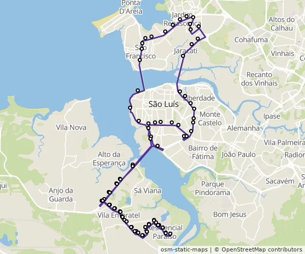 Mapa do itinerário da linha