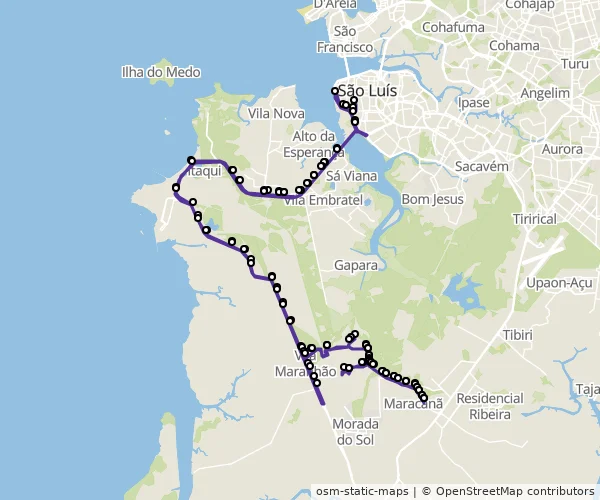 Mapa do itinerário da linha