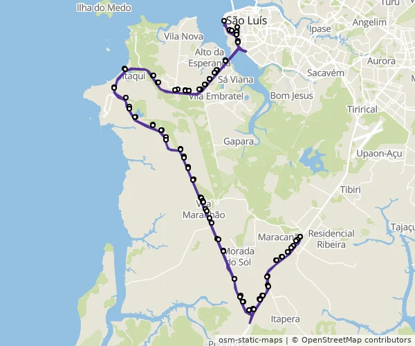 Mapa do itinerário da linha