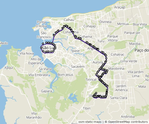 Mapa do itinerário da linha