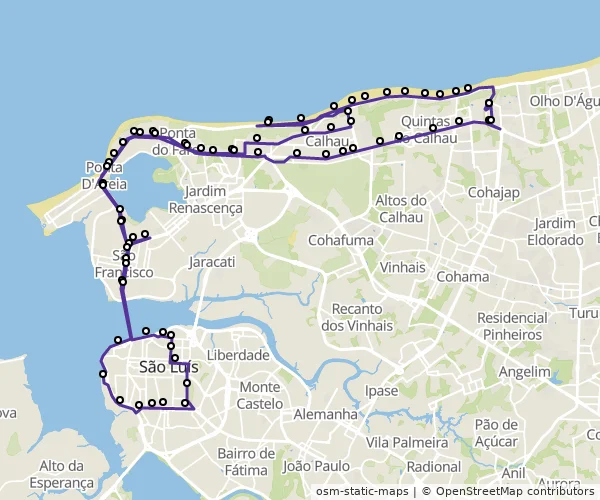 Mapa do itinerário da linha