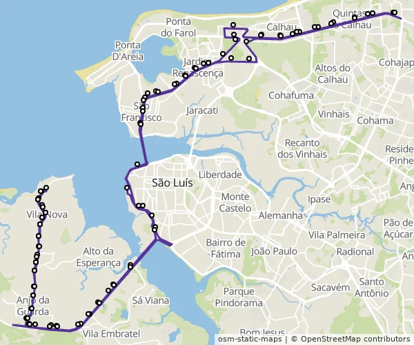 Mapa do itinerário da linha